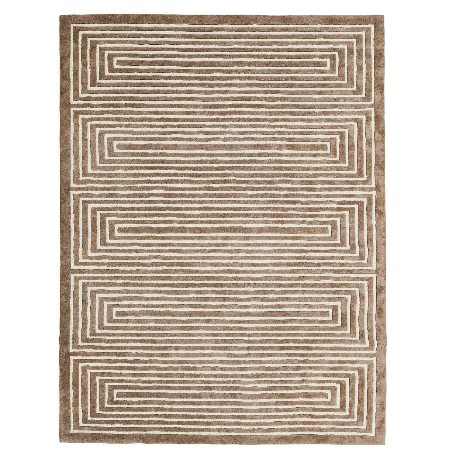 Latitudes Hand-Tufted Brown and White 9 x 12 Geometric Wool Area Rug