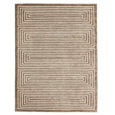 Latitudes Hand-Tufted Brown and White 9 x 12 Geometric Wool Area Rug