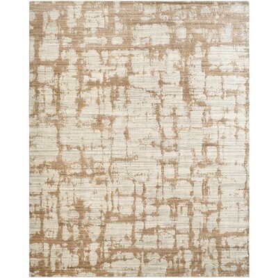 Handmade Khaki Wool & Viscose Rectangle Area Rug