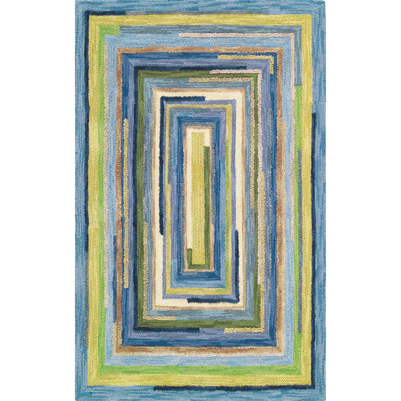 Blue Color Block Area Rug for Living Romm