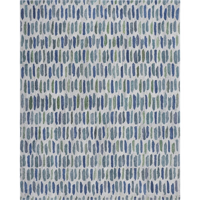 Contemporary Blue-Green Hand Tufted Wool Rug