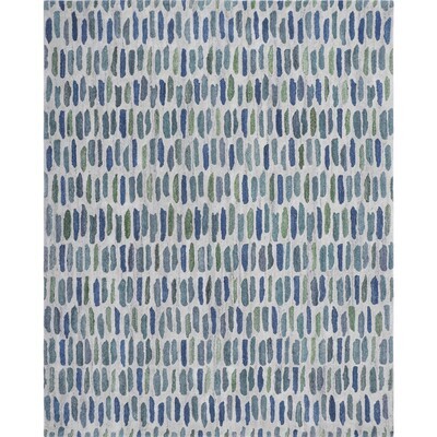 Contemporary Blue-Green Hand Tufted Wool Rug, Size:: 8 Ft x 10 Ft