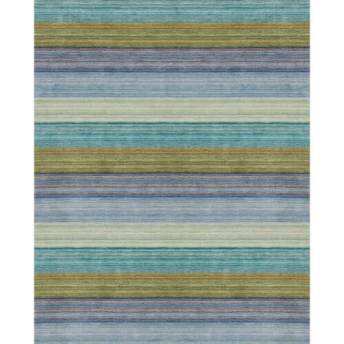 Modern Blue Brushstroke Wool Area Rug - 8'x10'