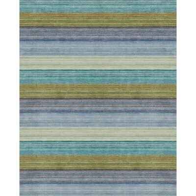 Modern Blue Brushstroke Wool Area Rug - 8'x10'