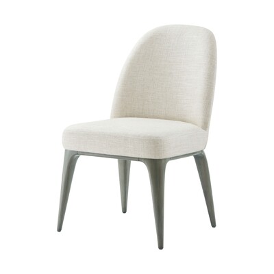 Wooden Upholstered Dining Chair in Pebble Gray