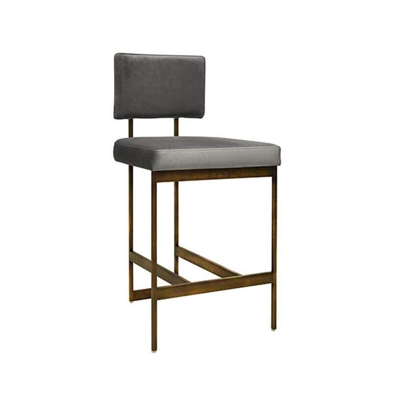 Modern Minimalist Counter Stool with Grey Cushion
