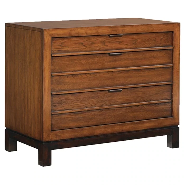 Rustic Brown Solid Wood 3-Drawer Bedside Chest