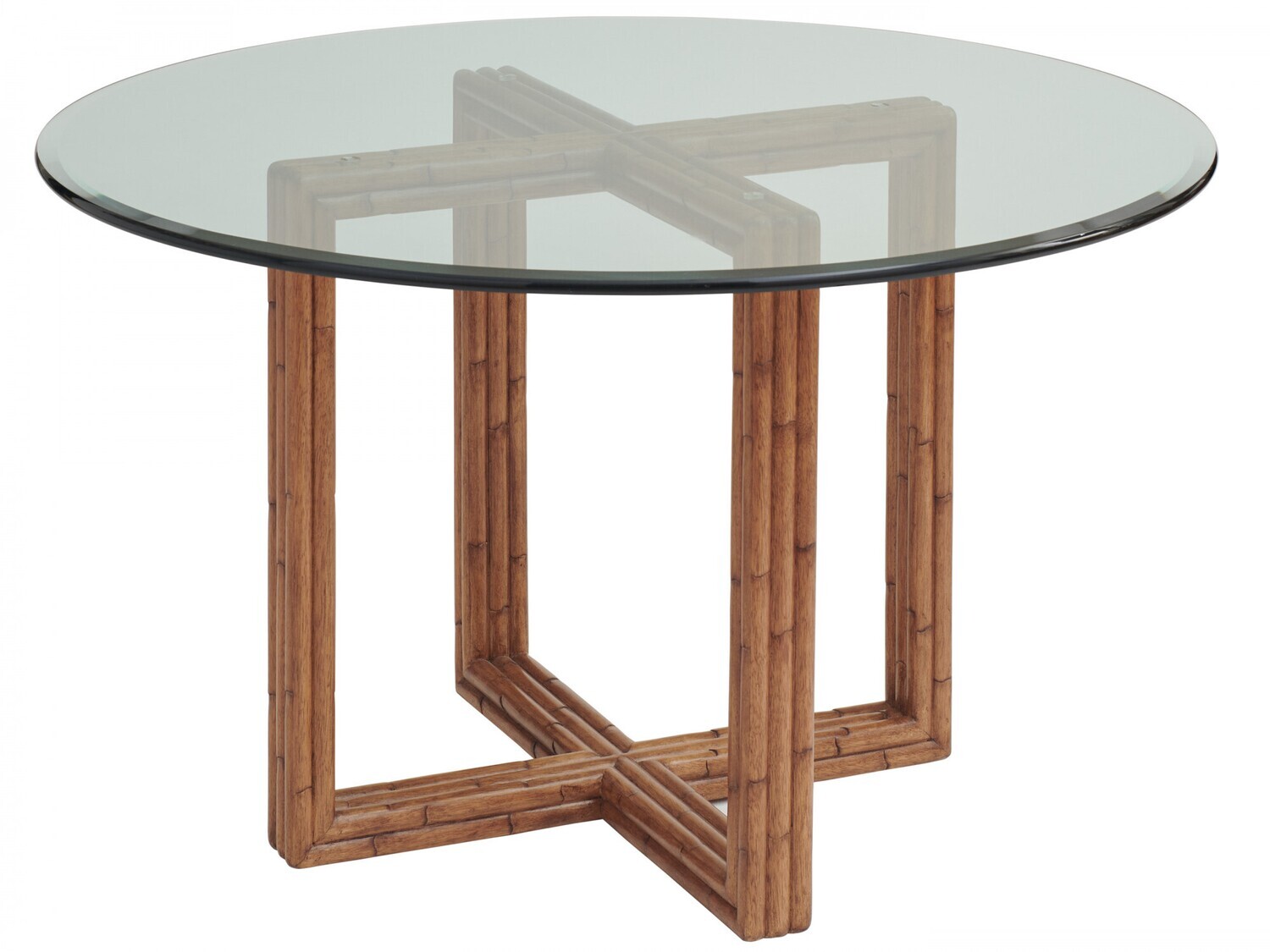 Round Glass Top Wooden Base Dining Table