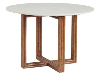 Wood Breakfast Table with Round Marble Top