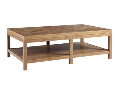 Sunburst Parquet Rectangular Shelf Cocktail Table