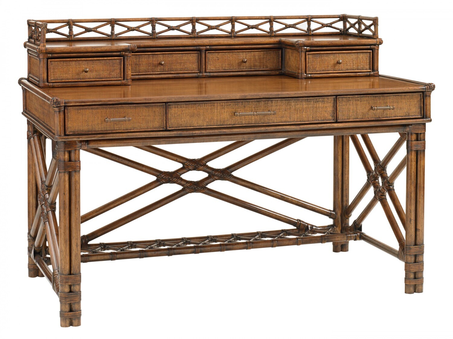 Rattan desk with storage