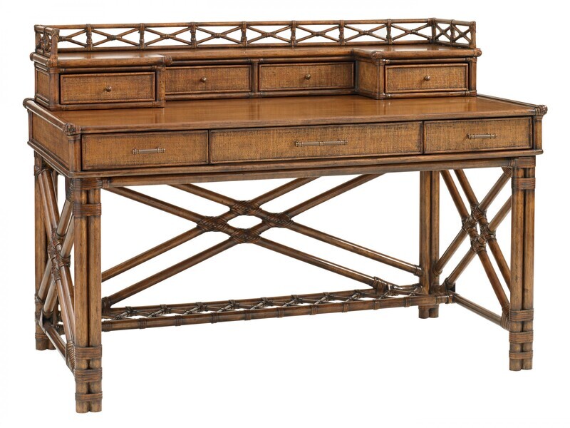 Rattan desk with storage
