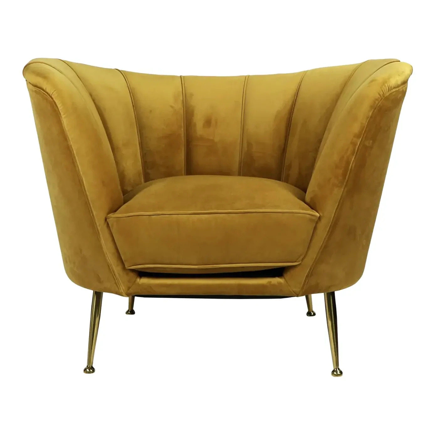 Yellow Velvet Occasional Tub Chair with Gold Metal Legs