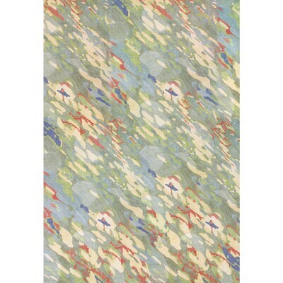 Abstract Watercolor Handmade Tufted Area Rug - Green, Blue, Red