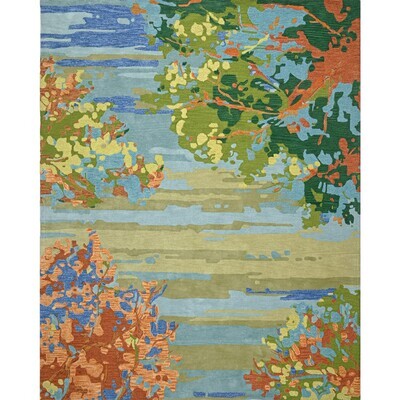 Floral Landscape Handmade Tufted Wool Area Rug