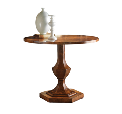 Round Walnut Center Table with Inlay