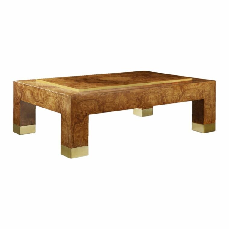 Stephanie Cocktail Table in Brass and Burl