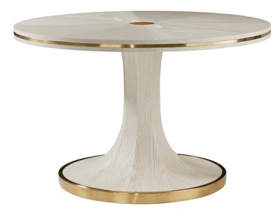 White Random Oak Dining Table with Pedestal Base