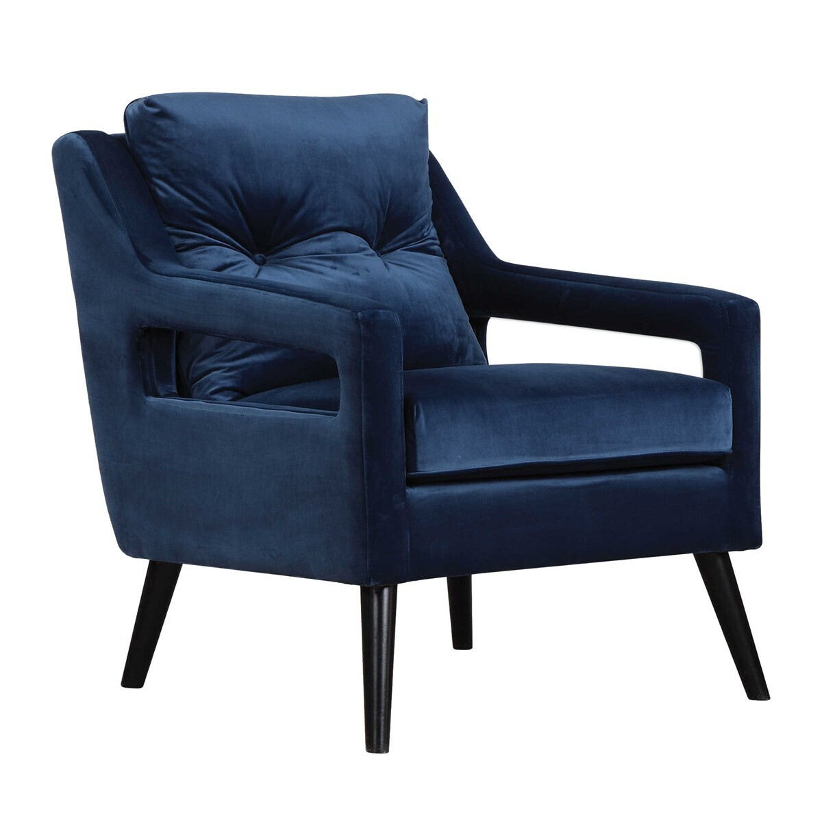 Brien Button-Tufted Armchair in Ink Blue Velvet