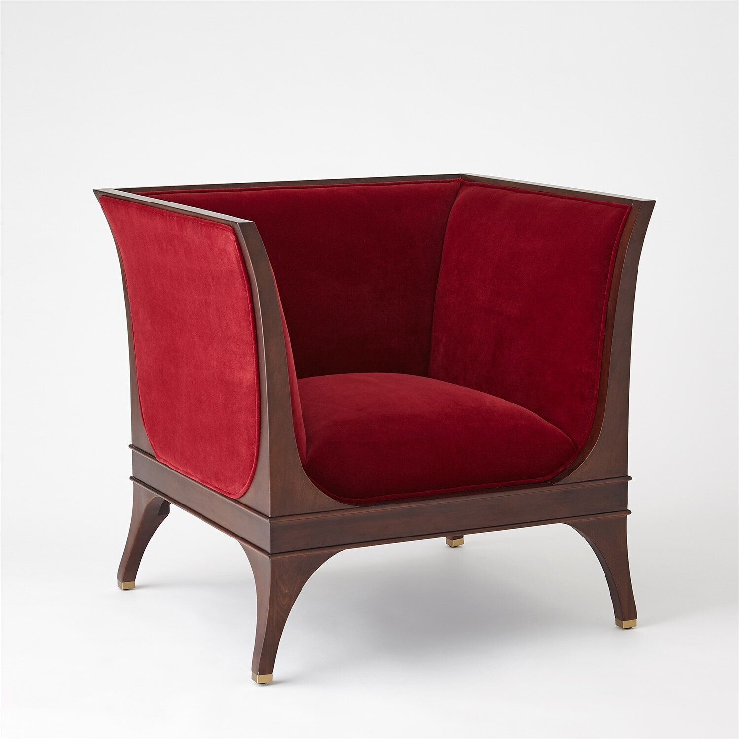 Empire Velvet Accent Chair in Red