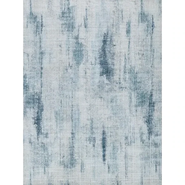 Turquoise Hand-Loomed Abstract Stone Wash Area Rug