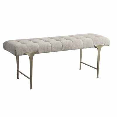 Modern Upholstered Gold Accent Bench in Gray