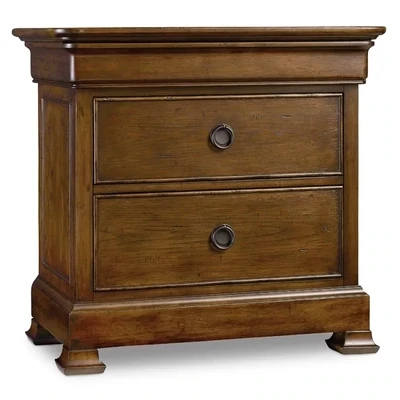 Modern 2-Drawer Nightstand in Dark Wood