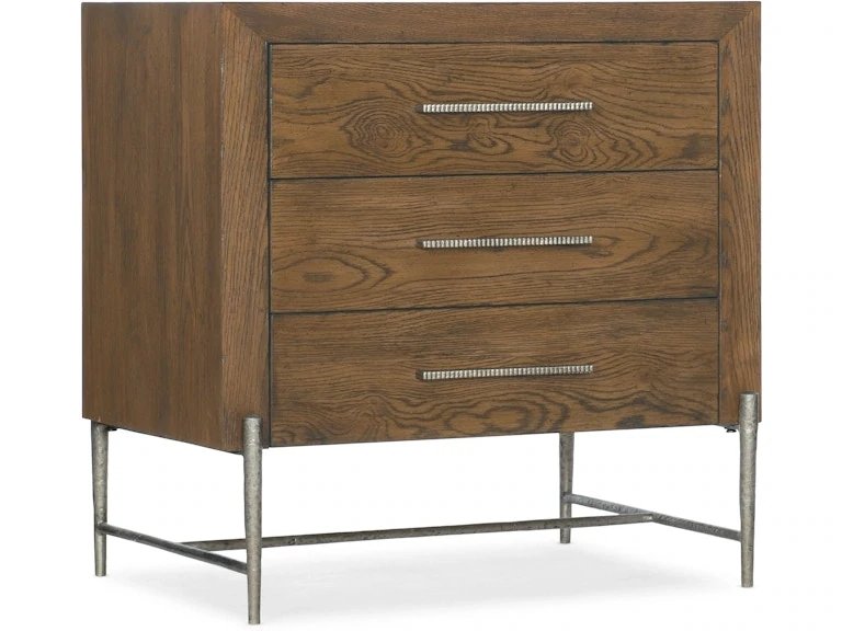 Casual 3-Drawer Brown Bedroom Nightstand with USB Port