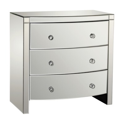 Elegant 3-Drawer Bow-Front Mirrored Chest