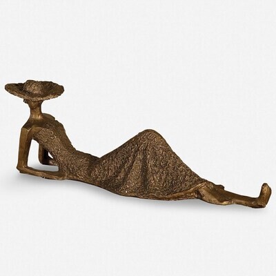 Lounging Lady Bronze Sculpture Figurine