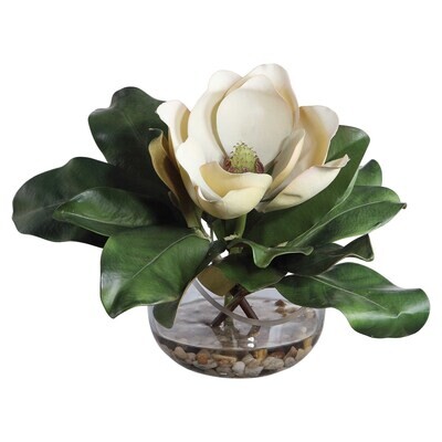 Artificial Magnolia Silk Flower Accent in Vase