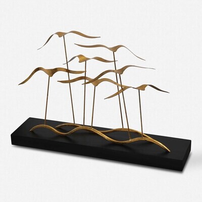 Flying Seagull Flock of Birds Sculpture Decor