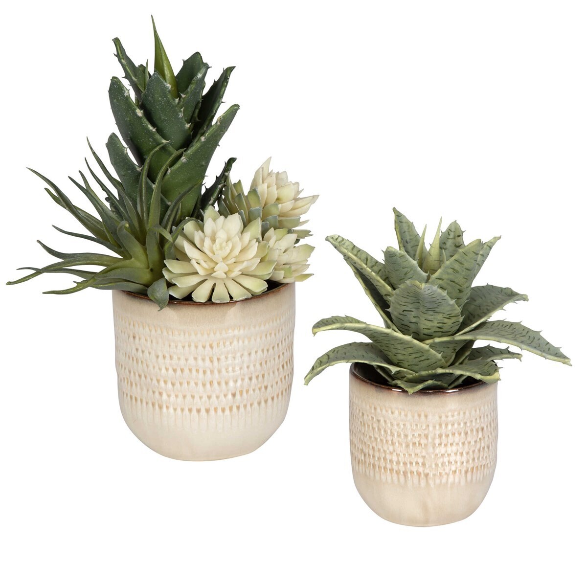 Almost Realistic Green Faux Succulents, Set of 2