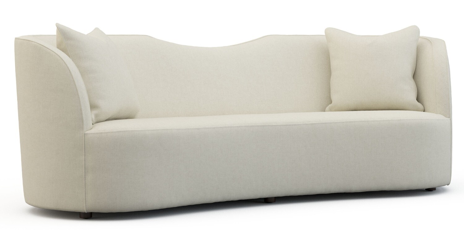 Modern 96" Upholstered Beige Fabric Sofa with Pillows