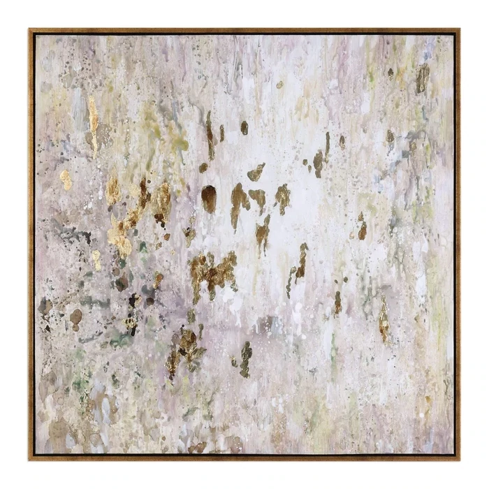 Golden Raindrops Modern Hand Painted Abstract Art