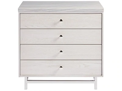 Modern Ivory 2-Drawer Nightstand with Stone Top