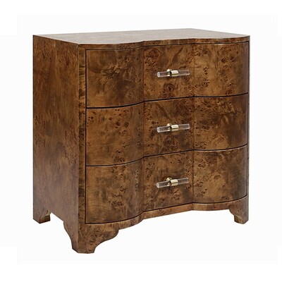 Matte Burlwood Night Table with Drawers