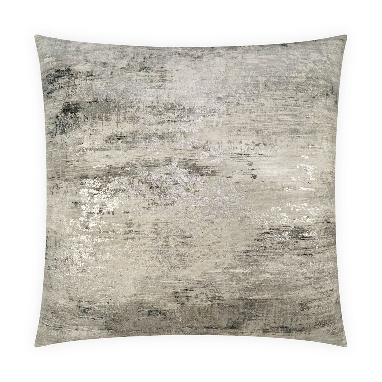 24" Silver & Gray Abstract Accent Pillow