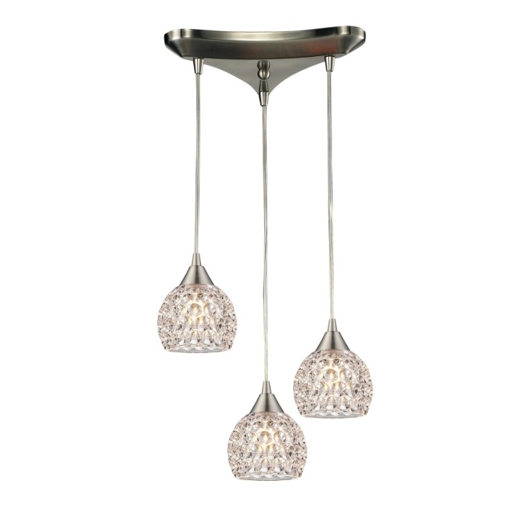 3-Light Modern Crystal Cut Shade Pendant Light