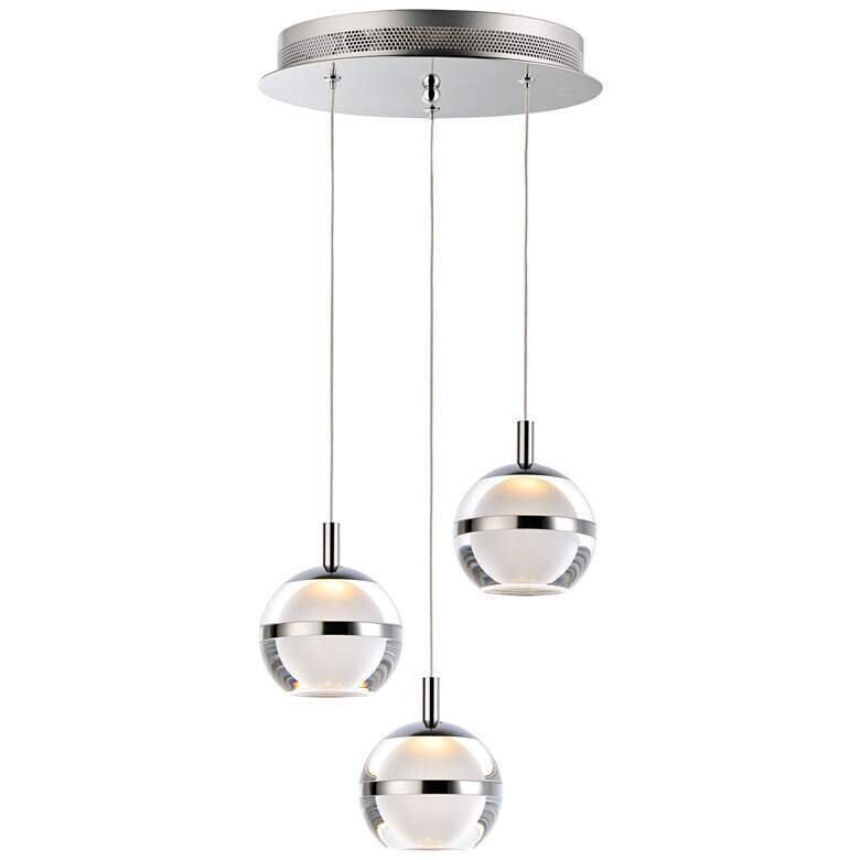 Modern 3-Light Cluster LED Pendant in Chrome