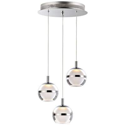 Modern 3-Light Cluster LED Pendant in Chrome