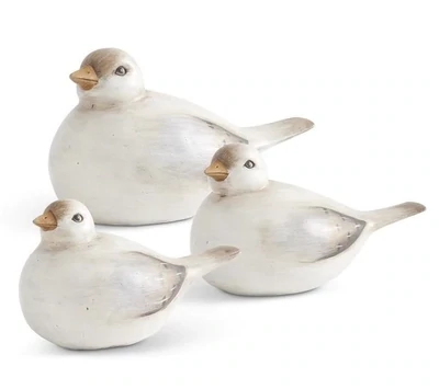 Soft Gray and Blue Sitting Birds, Set of 3