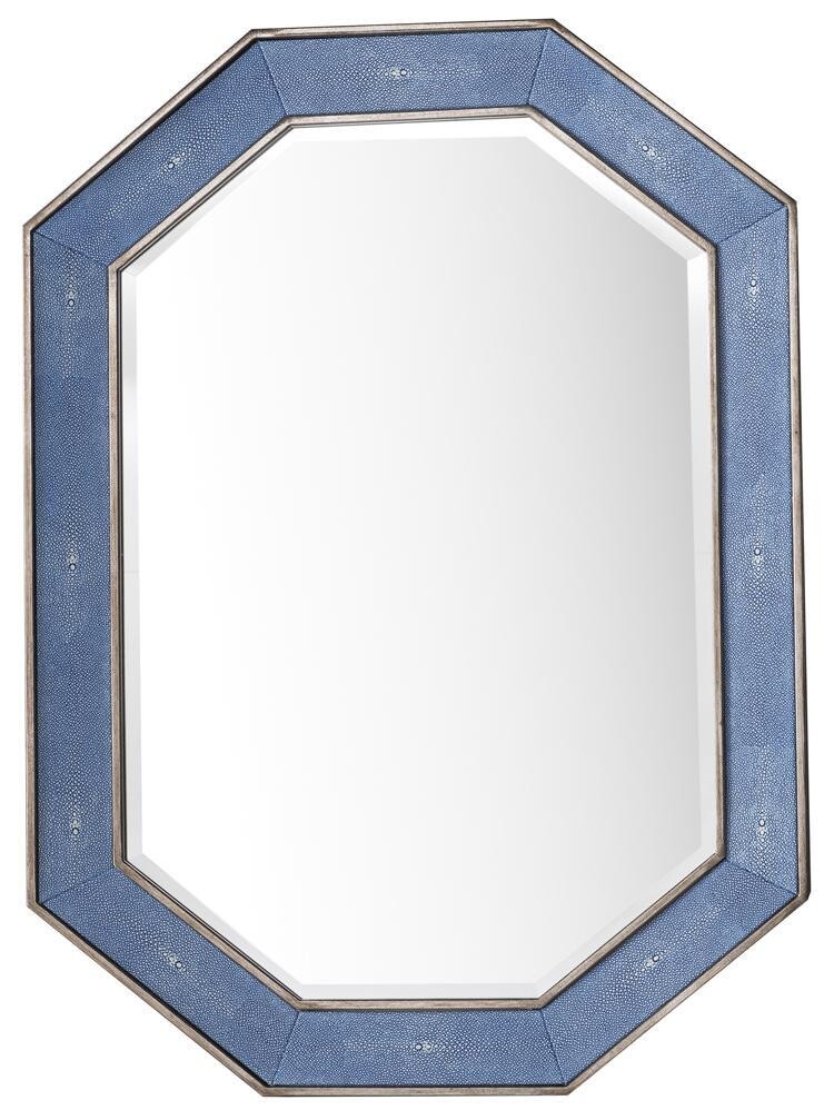 Hexagonal Framed Wall Mirror in Delft Blue