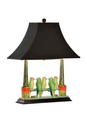 Hand-Painted Ceramic Budgie Lamp