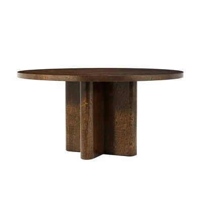 Sculptural Round Dining Table with Pedestal Base