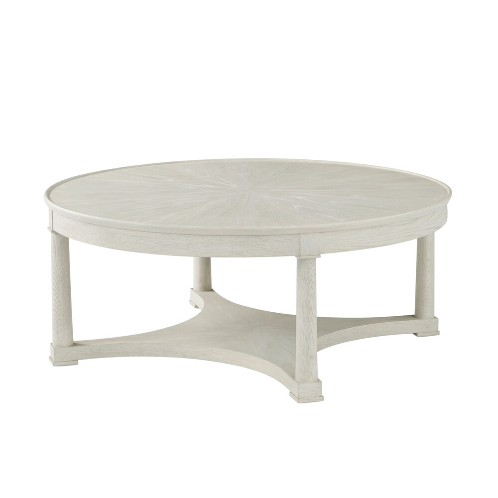 Dover White 42" Round Cocktail Table with Storage