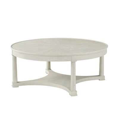 Dover White 42" Round Cocktail Table with Storage