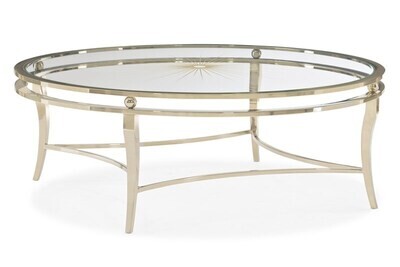 Whisper Gold Round Cocktail Table with Glass Top