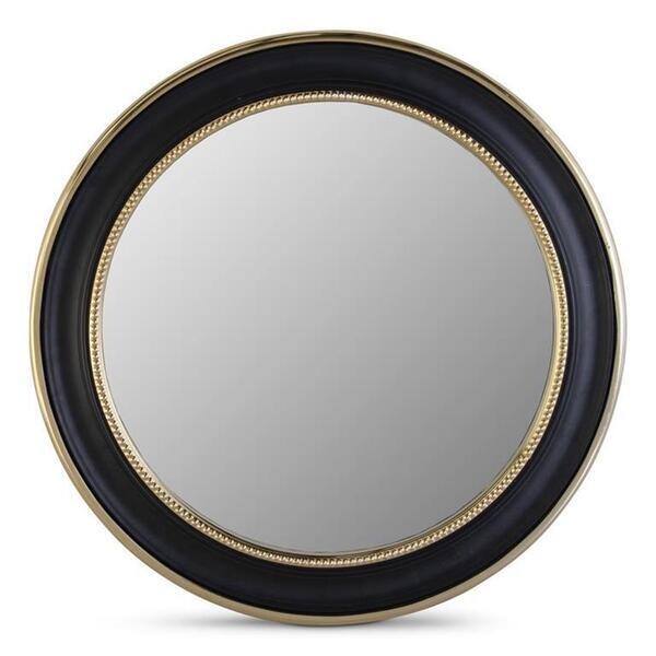 Round Gold Trim Black Framed Wall Mirror