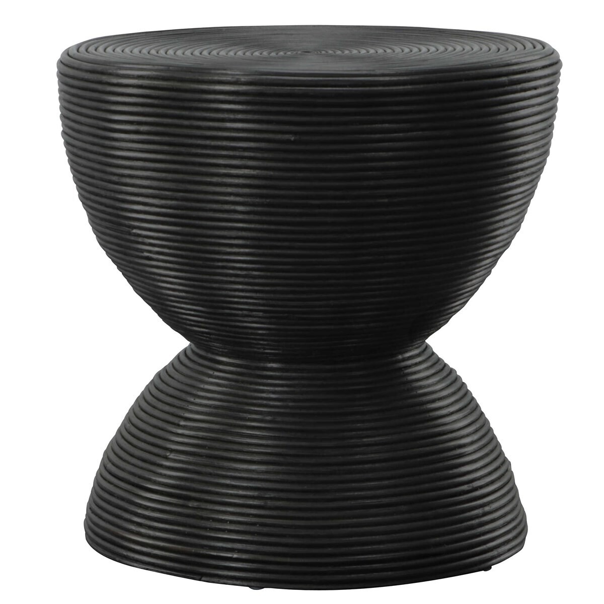 Black Natural Rattan Side Table